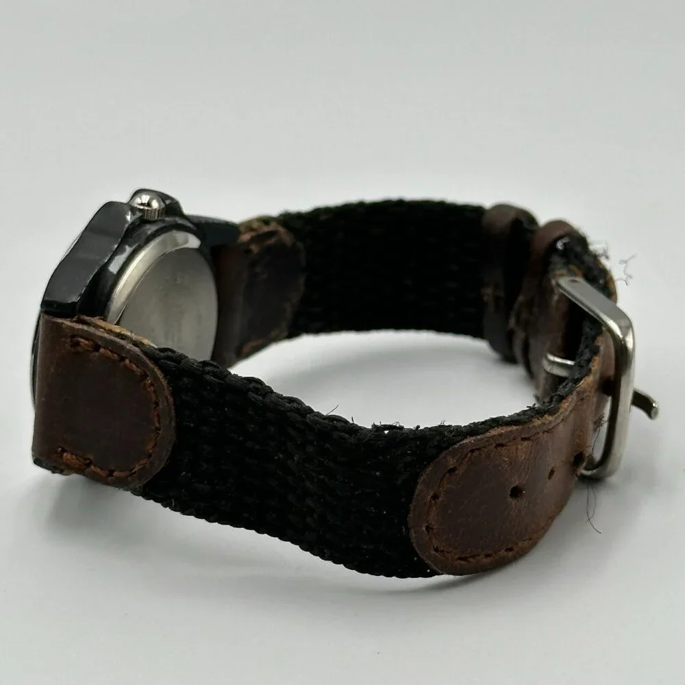 3/$30 Precision by Gruen Watch Women Date Window Black Brown Band New Battery 8